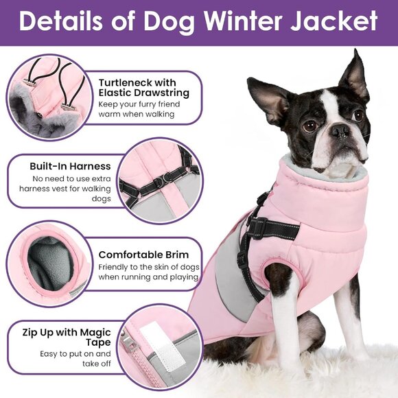 Dog Coat, XXXL Dog Jacket Winter with Harness Built in - Picture 5 of 7